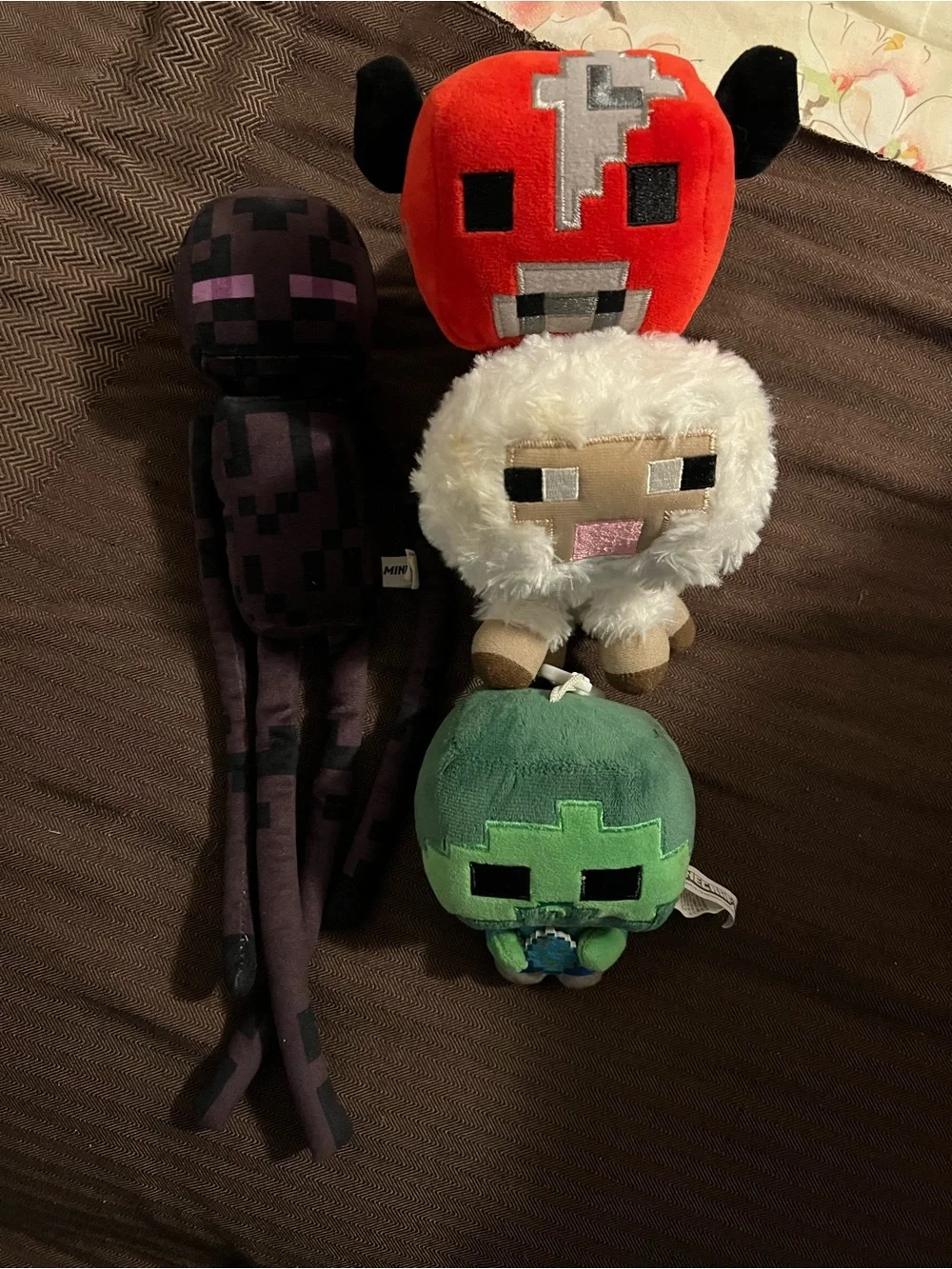 Minecraft Plush Toy Lot Of 4 Characters Pig Mushrooms, Sheep, Zombie , and Ender